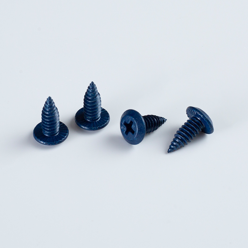 Dreilappige Waffelkopfschraube 10-24×13 (blaue rostfreie Beschichtung)